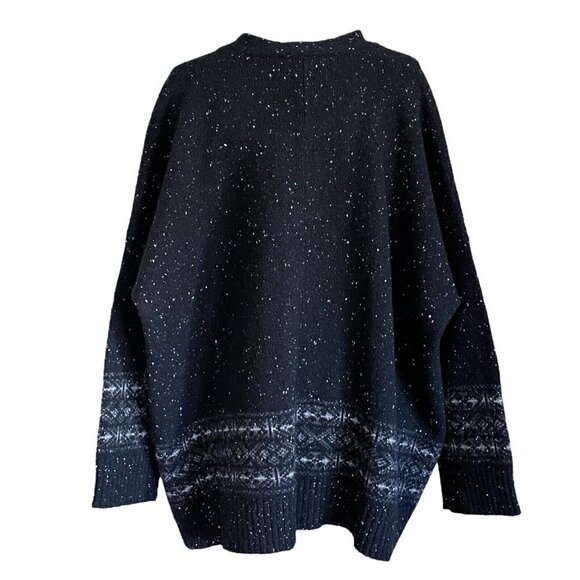 Eskandar Womens Black Tweed Fair Isle Cardigan Sweater Wool Cashmere O/S One Sz - Picture 6 of 9